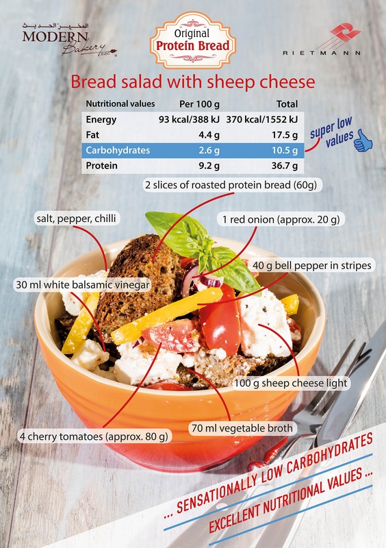 Protein Bread Salad with Sheep Cheese