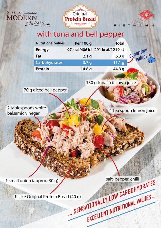 Protein Bread with tuna and Bell Peppers